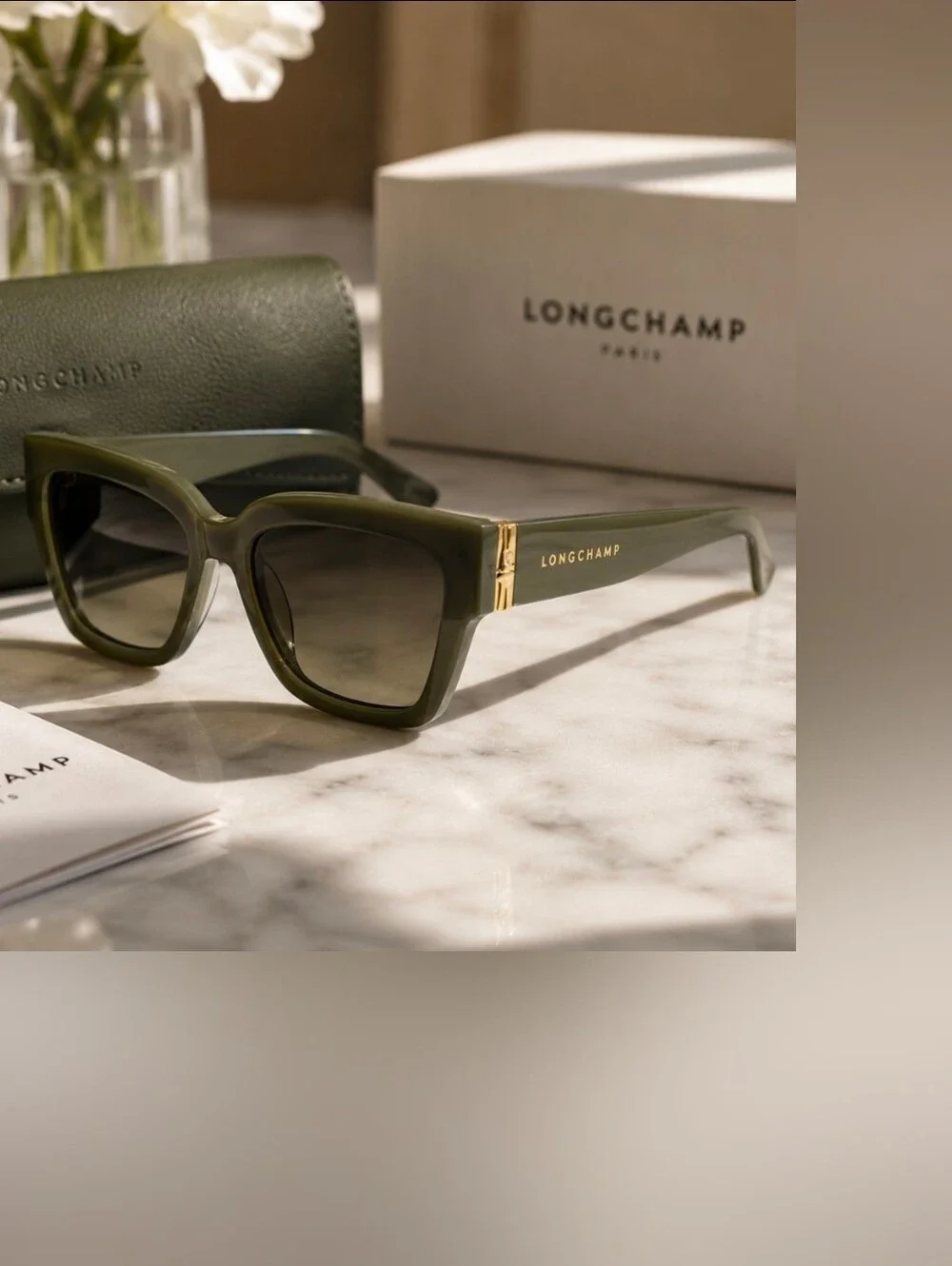 Longchamp Green Sunglasses Nrw With Case